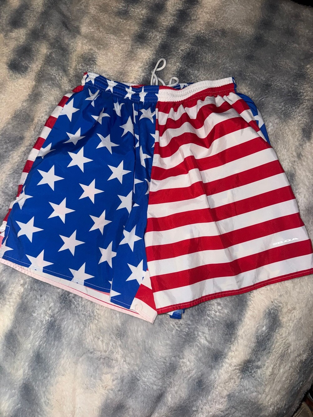 BDA Large American Flag Micro Polyester Shorts Patriotic Stars Stripes